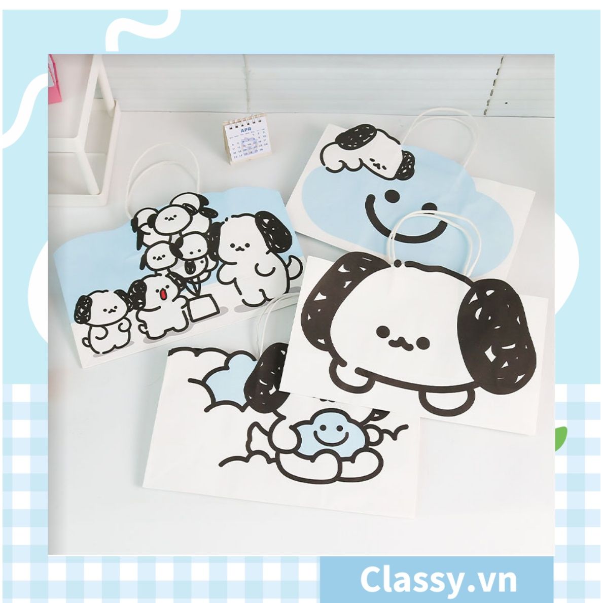  [GIAO HÀNG 7-25 NGÀY] Classy Túi quà tặng hình bé cún dễ thương 32x11x20.8CM, có quai xách tiện lợi Q1552 