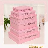  Classy Hộp quà tặng màu hồng trơn, chất liệu giấy cứng cáp Q1557 