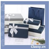  Classy Hộp quà tặng tông xanh xám sang trọng, chất liệu giấy cứng cáp Q1558 