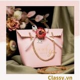  [GIAO HÀNG 7-25 NGÀY]  Classy Túi quà tặng, túi giấy quai xách đính hoa sang trọng Q1592 