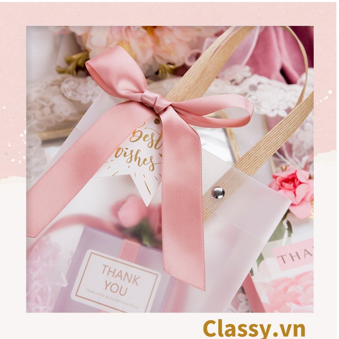  [GIAO HÀNG 7-25 NGÀY] Classy Túi quà tặng, túi quai xách nhựa trong suốt nhiều kích cỡ Q1593 