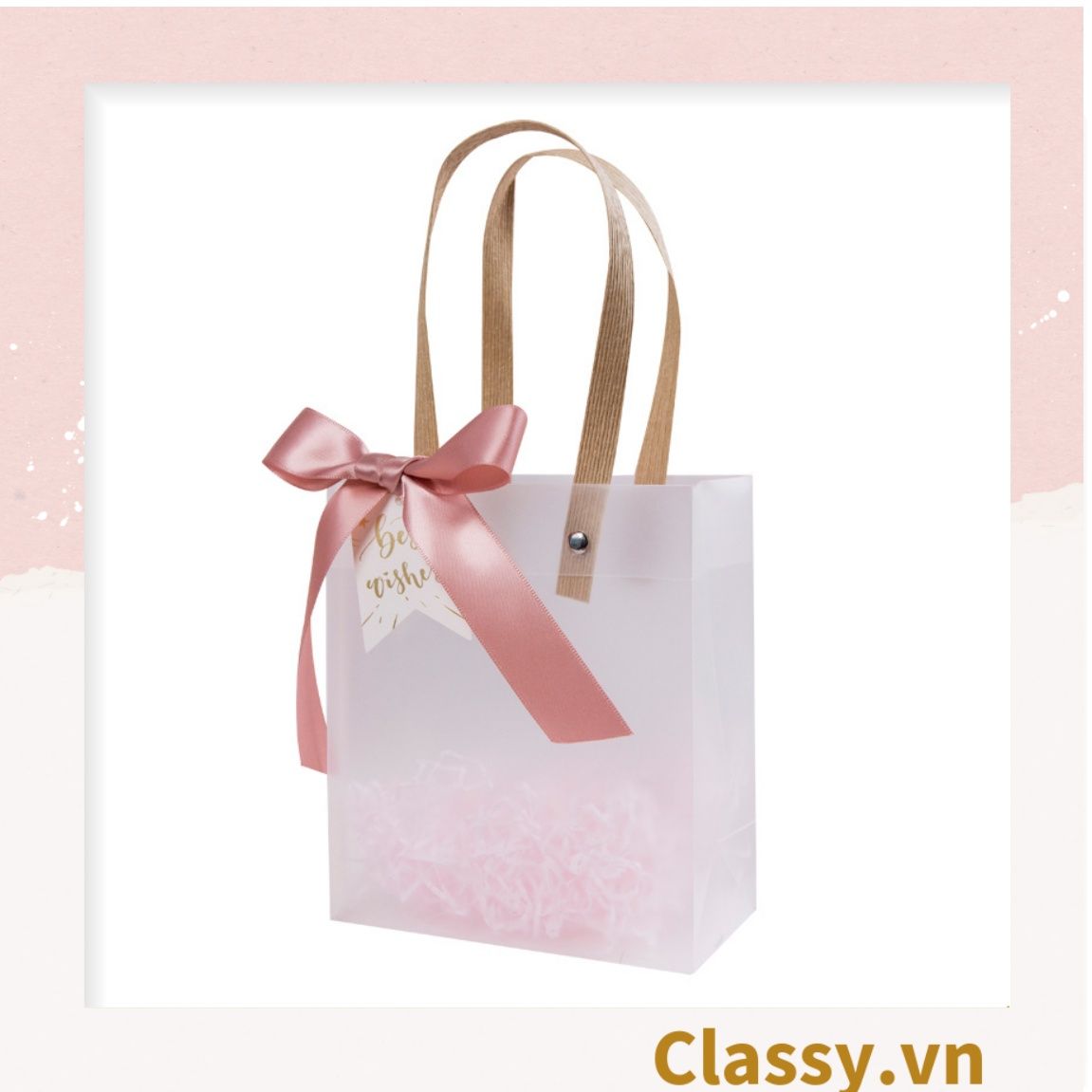  [GIAO HÀNG 7-25 NGÀY] Classy Túi quà tặng, túi quai xách nhựa trong suốt nhiều kích cỡ Q1593 