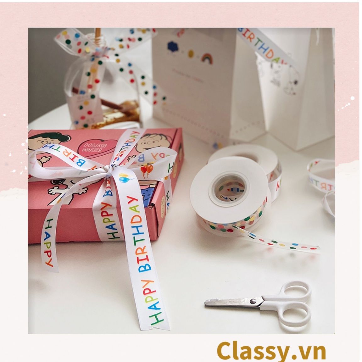  Classy Ruy băng vải dài 1m, chất liệu dày dặn, họa tiết dễ thương Q1636 