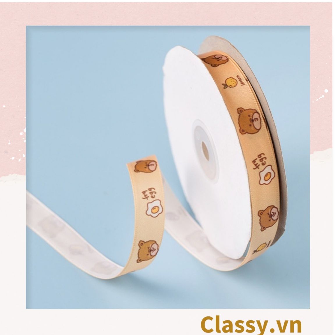  Classy Ruy băng vải dài 1m, chất liệu dày dặn, họa tiết dễ thương Q1636 