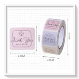  Cuộn 500 Sticker 2.5CM hình vuông Thank you dán niêm phong túi giấy, hộp bánh handmade, tem dán thiệp, hộp quà tặng Q1693 