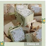  Hộp quà tặng tự gấp đính kèm ruy băng, đựng kẹo cưới, quà cảm ơn, màu đỏ thanh lịch Q1709 