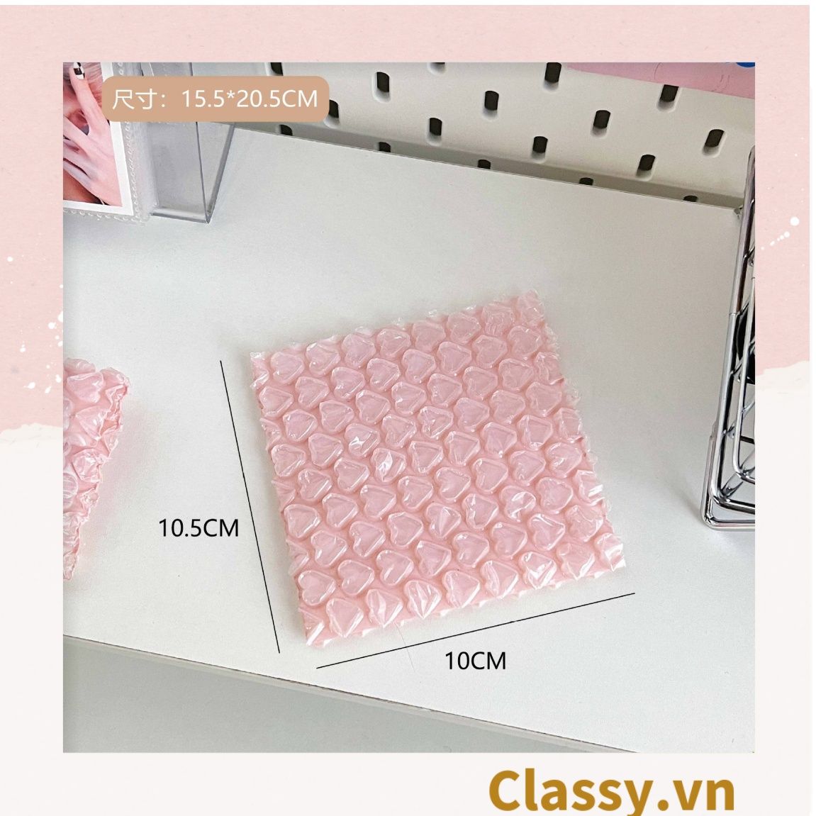  [GIAO HÀNG 7-25 NGÀY] Túi chống sốc Classy đóng gói quà tặng bong bóng tình yêu màu hồng kích thước 10 X 10 cm Q1721 