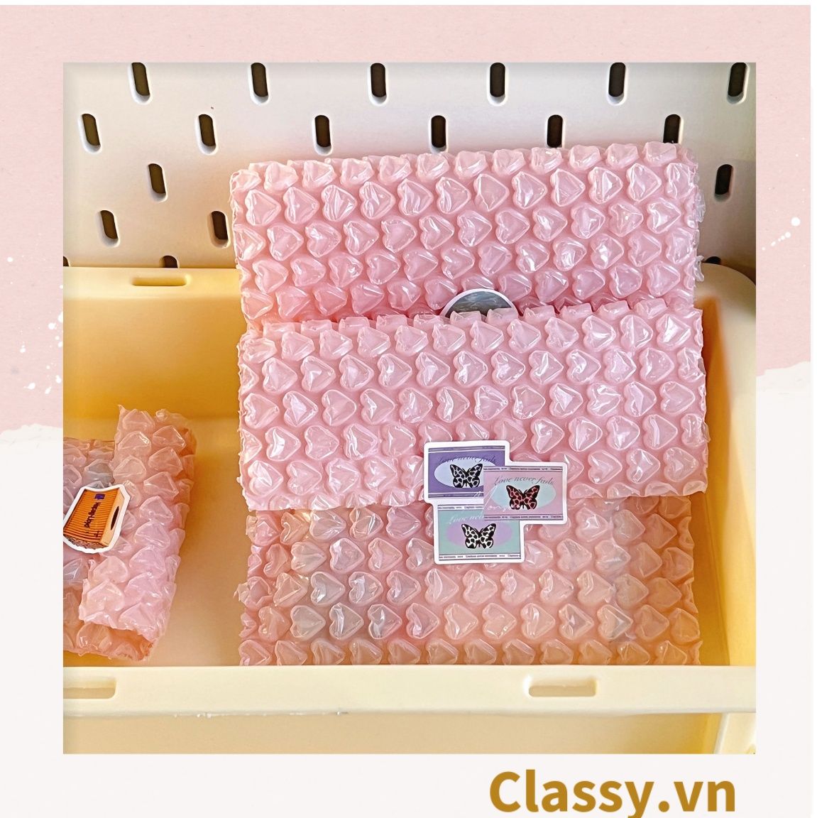  [GIAO HÀNG 7-25 NGÀY] Túi chống sốc Classy đóng gói quà tặng bong bóng tình yêu màu hồng kích thước 10 X 10 cm Q1721 