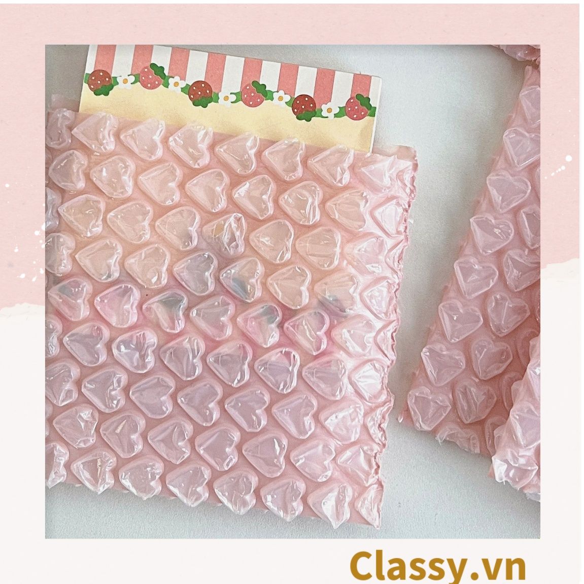  [GIAO HÀNG 7-25 NGÀY] Túi chống sốc Classy đóng gói quà tặng bong bóng tình yêu màu hồng kích thước 10 X 10 cm Q1721 
