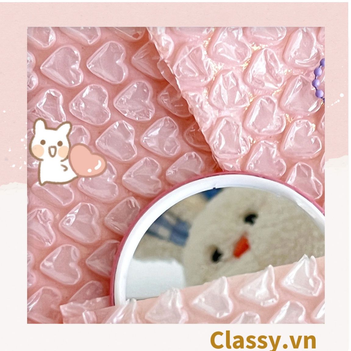  [GIAO HÀNG 7-25 NGÀY] Túi chống sốc Classy đóng gói quà tặng bong bóng tình yêu màu hồng kích thước 10 X 10 cm Q1721 
