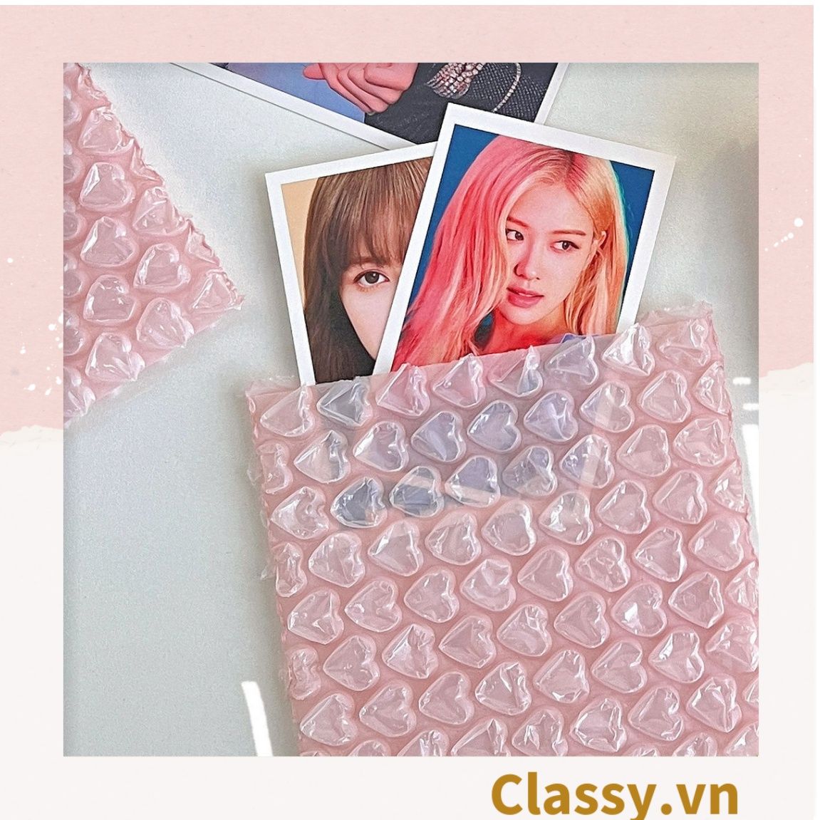  [GIAO HÀNG 7-25 NGÀY] Túi chống sốc Classy đóng gói quà tặng bong bóng tình yêu màu hồng kích thước 10 X 10 cm Q1721 