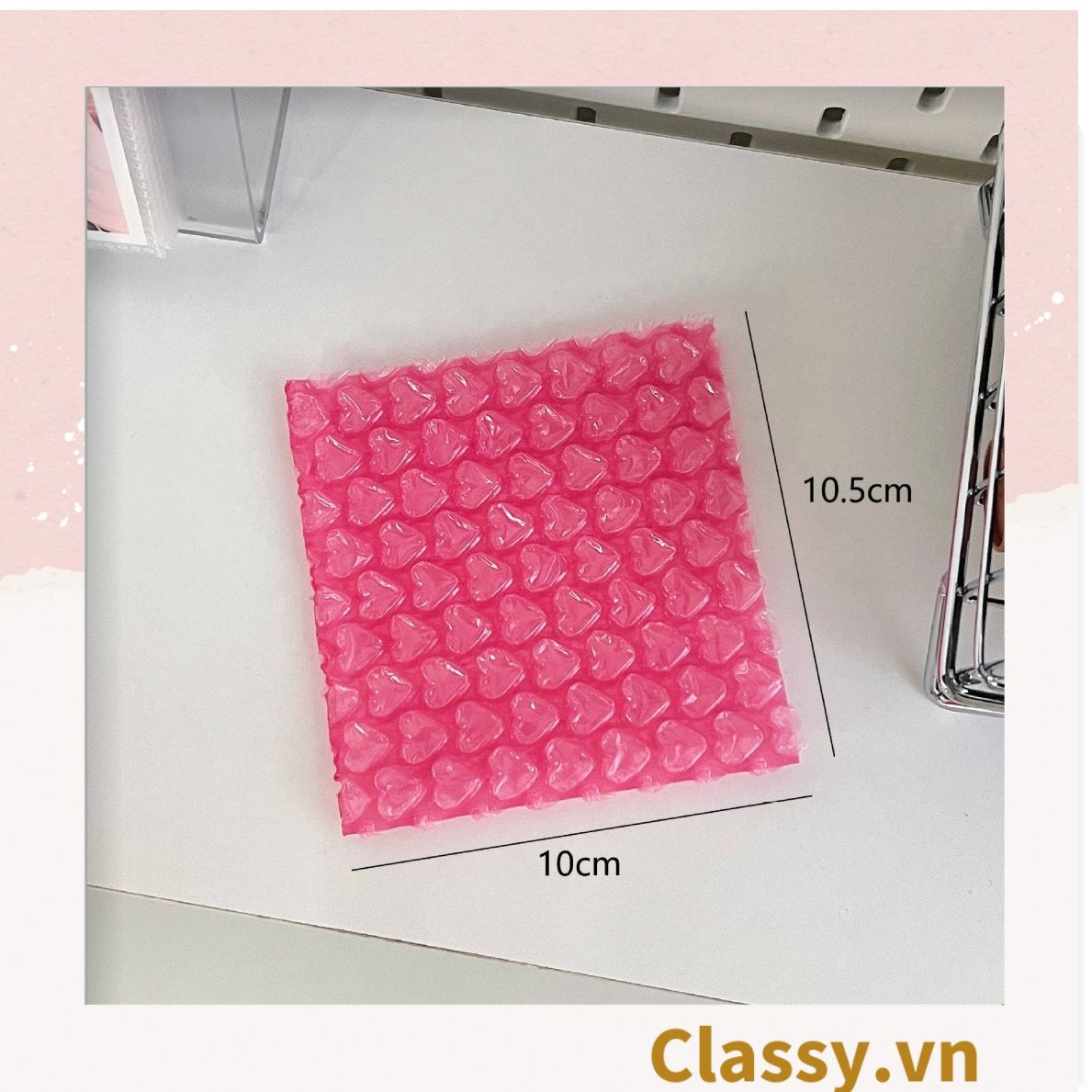  [GIAO HÀNG 7-25 NGÀY] Túi chống sốc Classy đóng gói quà tặng bong bóng tình yêu màu hồng kích thước 10 X 10 cm Q1721 