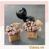  [GIAO HÀNG 7-25 NGÀY]  Túi giấy quai xách 30 X 25 X 13 cm đựng hoa trang trí in chữ Flower Art màu Nâu kraft vintage Q1727 (không kèm gấu, hoa, ruy băng) 