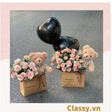  Túi giấy quai xách 30 X 25 X 13 cm đựng hoa trang trí in chữ Flower Art màu Nâu kraft vintage Q1727 (không kèm gấu, hoa, ruy băng) 