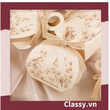  Hộp quà tặng tự gấp đính kèm ruy băng, có quai cầm , đựng kẹo cưới, quà cảm ơn, màu đỏ thanh lịch Q1739 