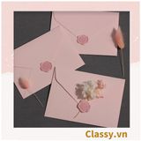  [GIAO HÀNG 7-25 NGÀY] Phong bì kèm nhãn dán Niêm Phong 16*11.7cm màu hồng dùng đựng thiệp chúc mừng, Thiệp Mời Đám Cưới Đính Hôn Lãng Mạn Q1741 