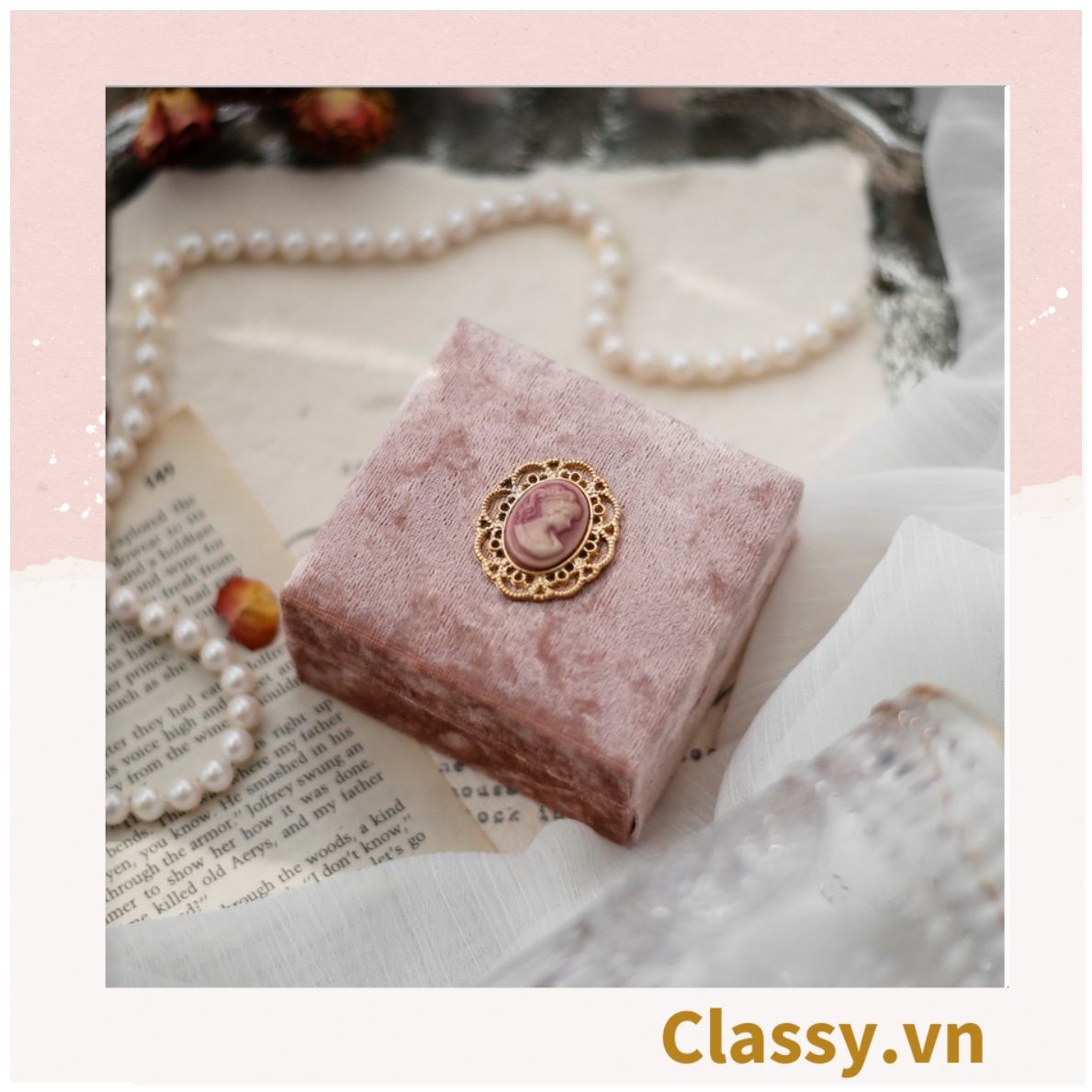 [GIAO HÀNG 7-25 NGÀY] Hộp đựng trang sức nhẫn, dây chuyền bằng nhung PK1745 
