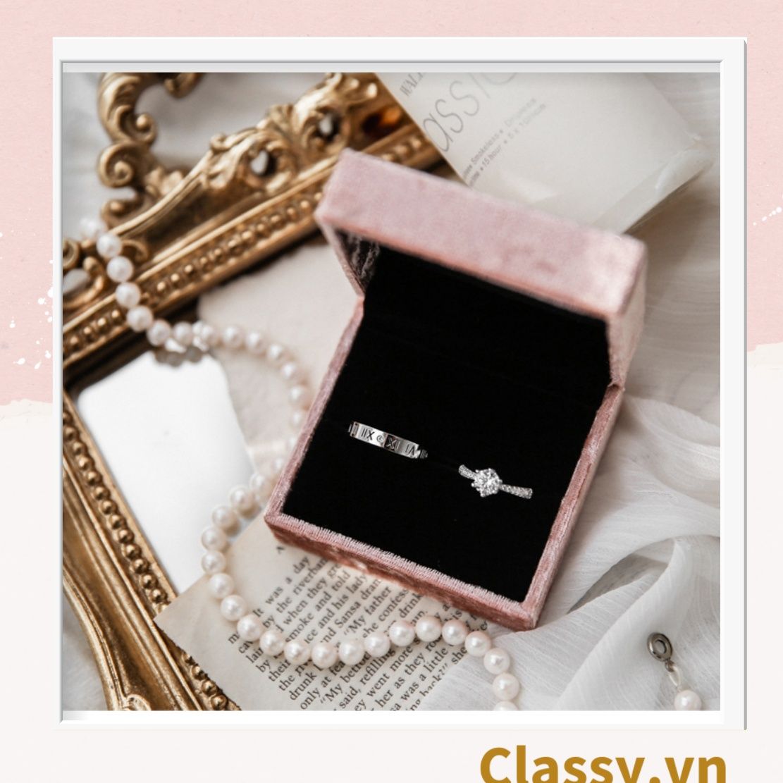  [GIAO HÀNG 7-25 NGÀY] Hộp đựng trang sức nhẫn, dây chuyền bằng nhung PK1745 