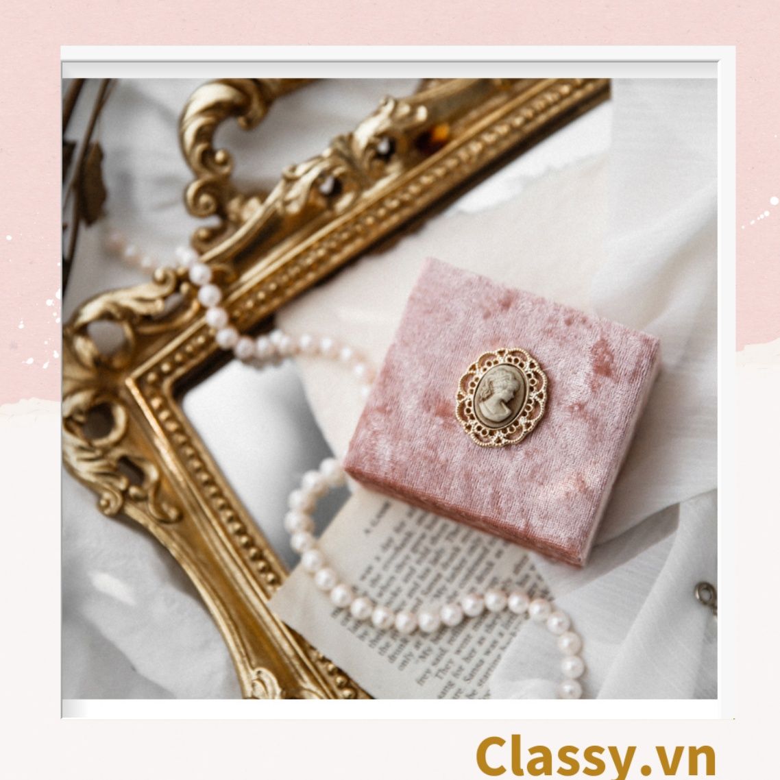  [GIAO HÀNG 7-25 NGÀY] Hộp đựng trang sức nhẫn, dây chuyền bằng nhung PK1745 