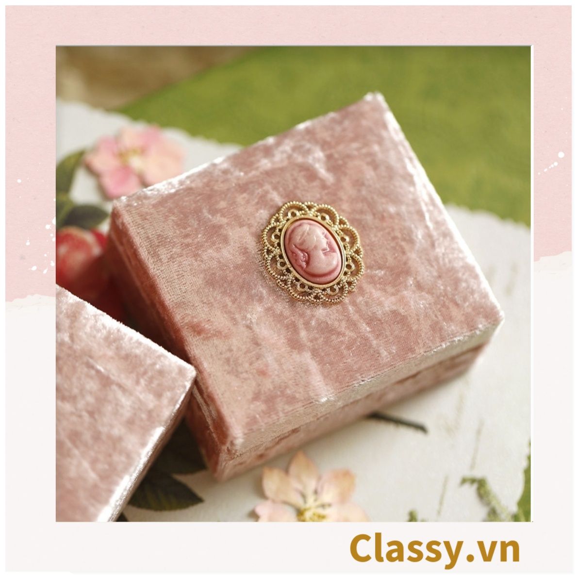  [GIAO HÀNG 7-25 NGÀY] Hộp đựng trang sức nhẫn, dây chuyền bằng nhung PK1745 