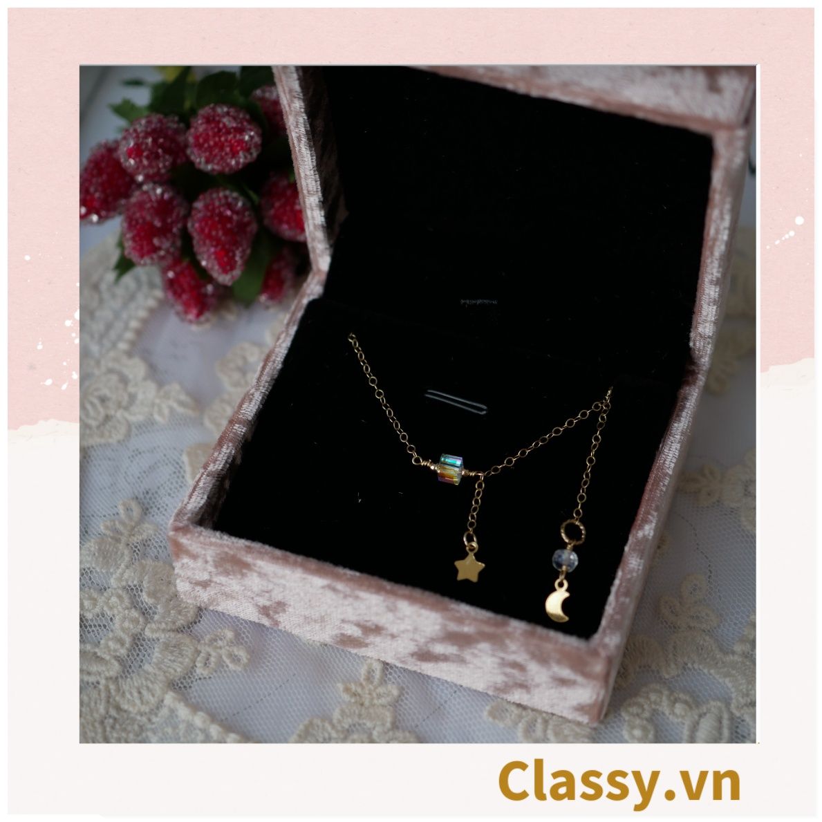  [GIAO HÀNG 7-25 NGÀY] Hộp đựng trang sức nhẫn, dây chuyền bằng nhung PK1745 