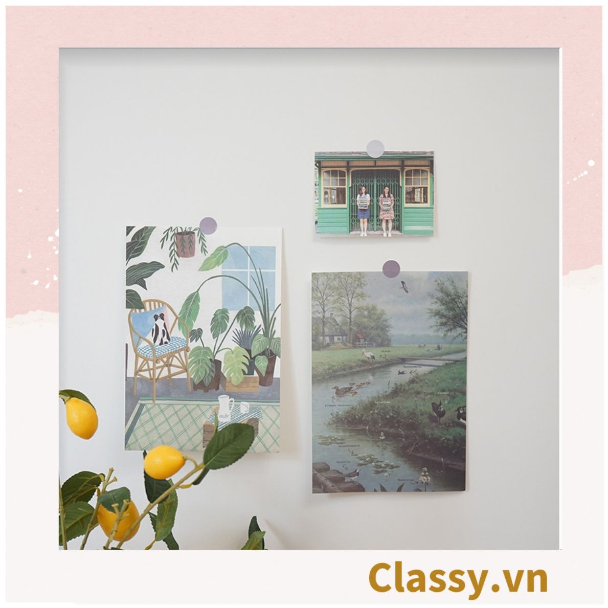  Set nhiều Thẻ ảnh, postcard Classy làm từ bìa cứng phong cách  trang trí nhật ký/sách ảnh, dán tường, làm tranh Q1746 