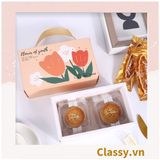  Hộp giấy tự gấp Classy đựng quà tặng kèm quai xách bằng ruy băng hình hoa tulip, kích thước 17 X 10 X 7.5CM Q1750 