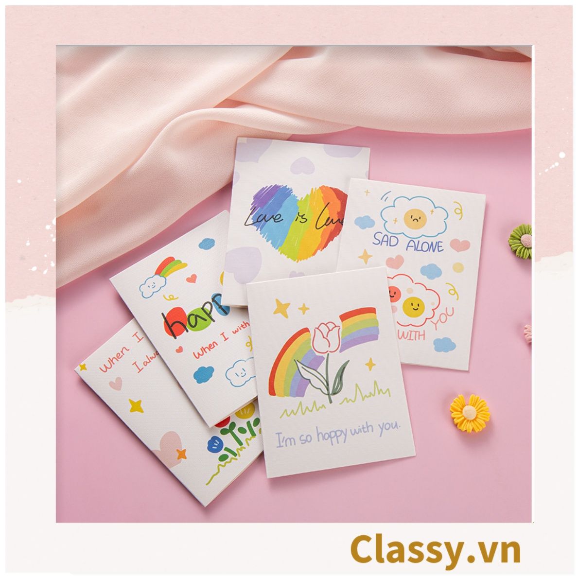  [GIAO HÀNG 7-25 NGÀY] COMBO 200 Thiệp đứng chủ đề Hạnh phúc vui vẻ, chúc mừng 8-3, 20-11, Sinh Nhật, Lễ, Tình Yêu Q1751 