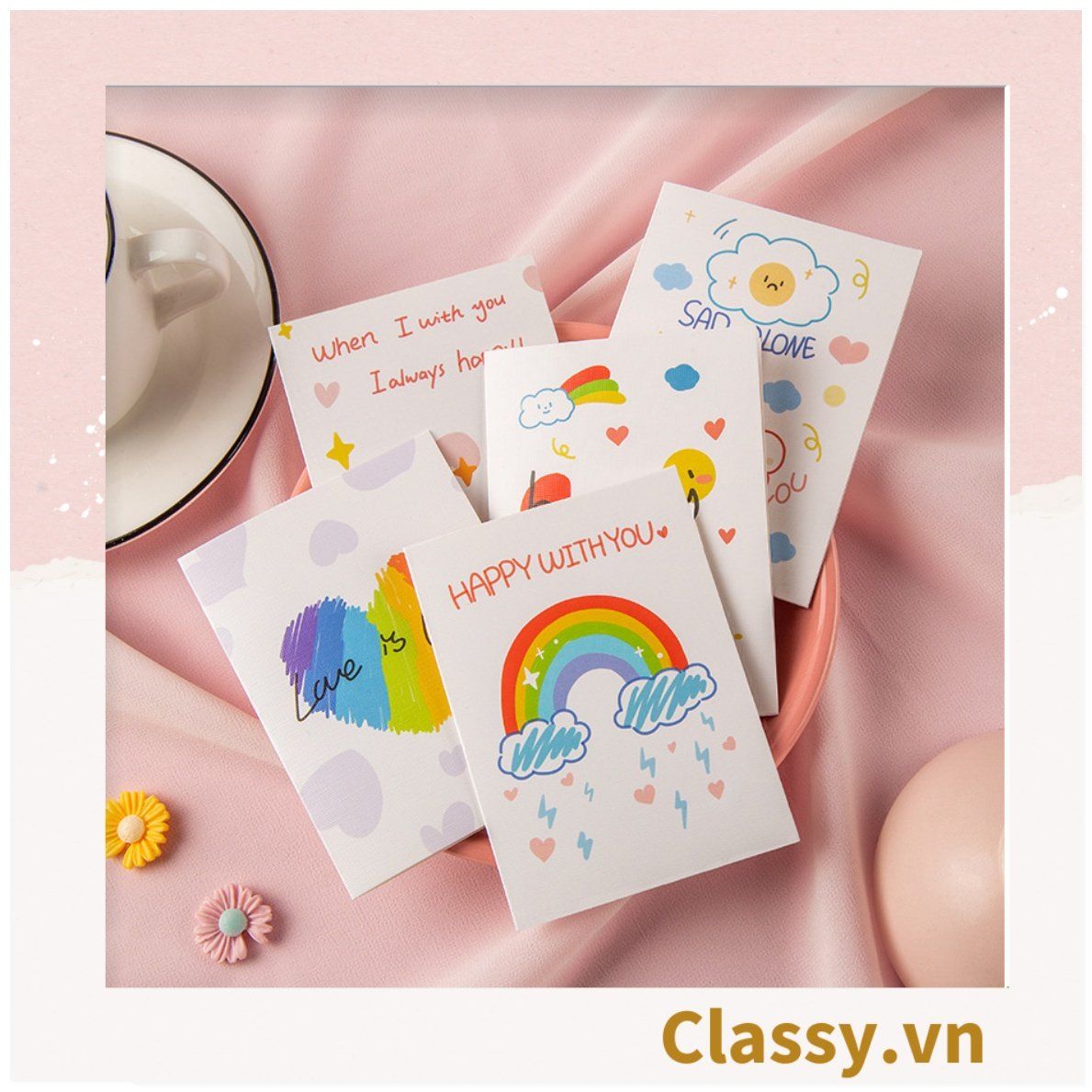  [GIAO HÀNG 7-25 NGÀY] COMBO 200 Thiệp đứng chủ đề Hạnh phúc vui vẻ, chúc mừng 8-3, 20-11, Sinh Nhật, Lễ, Tình Yêu Q1751 