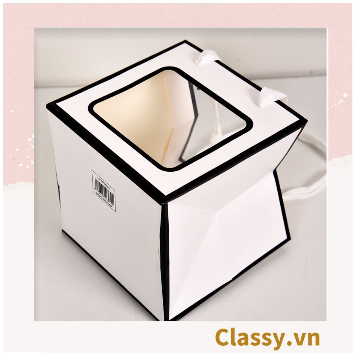  [GIAO HÀNG 7-25 NGÀY]  Classy Túi giấy hồng trong suốt kích thước 30*30*30 hoặc 15*15*15 dùng làm quà tặng Q1752 
