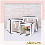  Classy Túi giấy hồng trong suốt kích thước 30*30*30 hoặc 15*15*15 dùng làm quà tặng Q1752 