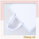  [GIAO HÀNG 7-25 NGÀY] TÚI GIẤY DÀY DẶN size lớn quai bằng ruy băng, kiểu dọc và ngang họa tiết đơn giản,  LÀM QUÀ TẶNG MÀU TRẰNG, Q1754 