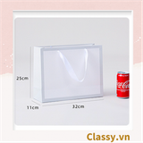  [GIAO HÀNG 7-25 NGÀY] TÚI GIẤY DÀY DẶN size lớn quai bằng ruy băng, kiểu dọc và ngang họa tiết đơn giản,  LÀM QUÀ TẶNG MÀU TRẰNG, Q1754 
