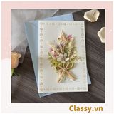  Thiệp kèm phong bì size lớn 14 X 21CM Chúc Mừng Sinh Nhật, ngày lễ Bằng Giấy Cứng Cáp hoa khô handmade 3D ba chiều Q1767 