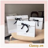  [GIAO HÀNG 7-25 NGÀY]  TÚI GIẤY DÀY DẶN màu trắng gắn ruy băng nơ kích thước 32*25*10 CM ghi chữ Beckoning LÀM QUÀ TẶNG MÀU TRẰNG Q1768 