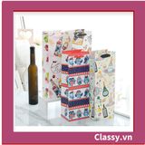  [GIAO HÀNG 7-25 NGÀY] Classy Túi quà tặng, túi giấy quai xách đựng rượu vang các loại , bằng giấy đựng chai đơn hoặc đôi 750 ML Q1797 