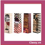  [GIAO HÀNG 7-25 NGÀY] Classy Túi quà tặng, túi giấy quai xách đựng rượu vang các loại , bằng giấy đựng chai đơn hoặc đôi 750 ML Q1797 