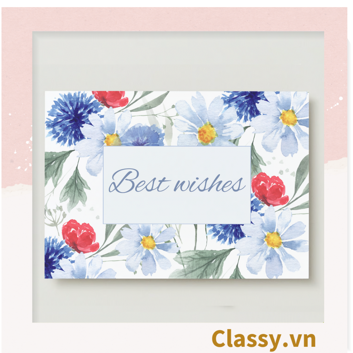  Thiệp Best Wishes kèm phong bì, Kích thước 115 X 82 MM Q1799 - Được in bởi Classy 