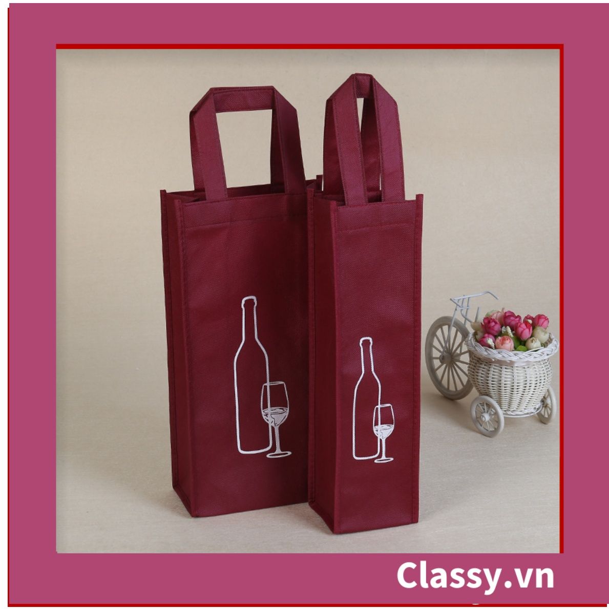  [GIAO HÀNG 7-25 NGÀY]  Túi vải không dệt đựng rượu đựng chai đơn hoặc đôi, nhiều kiểu dáng khác nhau Q1798 