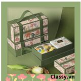  Classy Hộp giấy quai xách quai da, hộp cứng đựng rượu vang các loại , bằng giấy đựng chai đơn 500 ML Q1801 