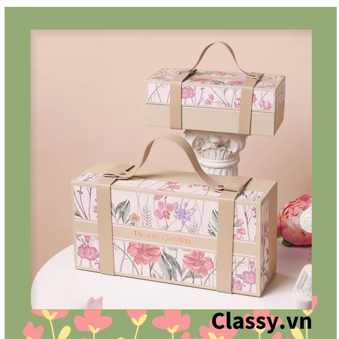  Classy Hộp giấy quai xách quai da, hộp cứng đựng rượu vang các loại , bằng giấy đựng chai đơn 500 ML Q1801 