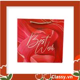  Bộ túi giấy +Hộp quà Màu đỏ Kích thước 16 * 15 * 6,5cm dùng làm quà tặng, in chữ Best Wishes (Có xé lẻ) Q215 