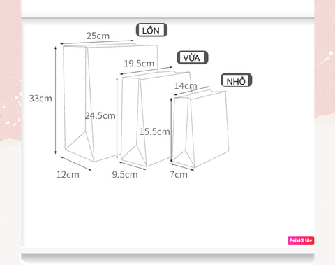  Túi giấy đựng quà tặng nhiều size đơn sắc kèm ruy băng, tối giản In chữ Thank you / Best with you sang trọng Q227 