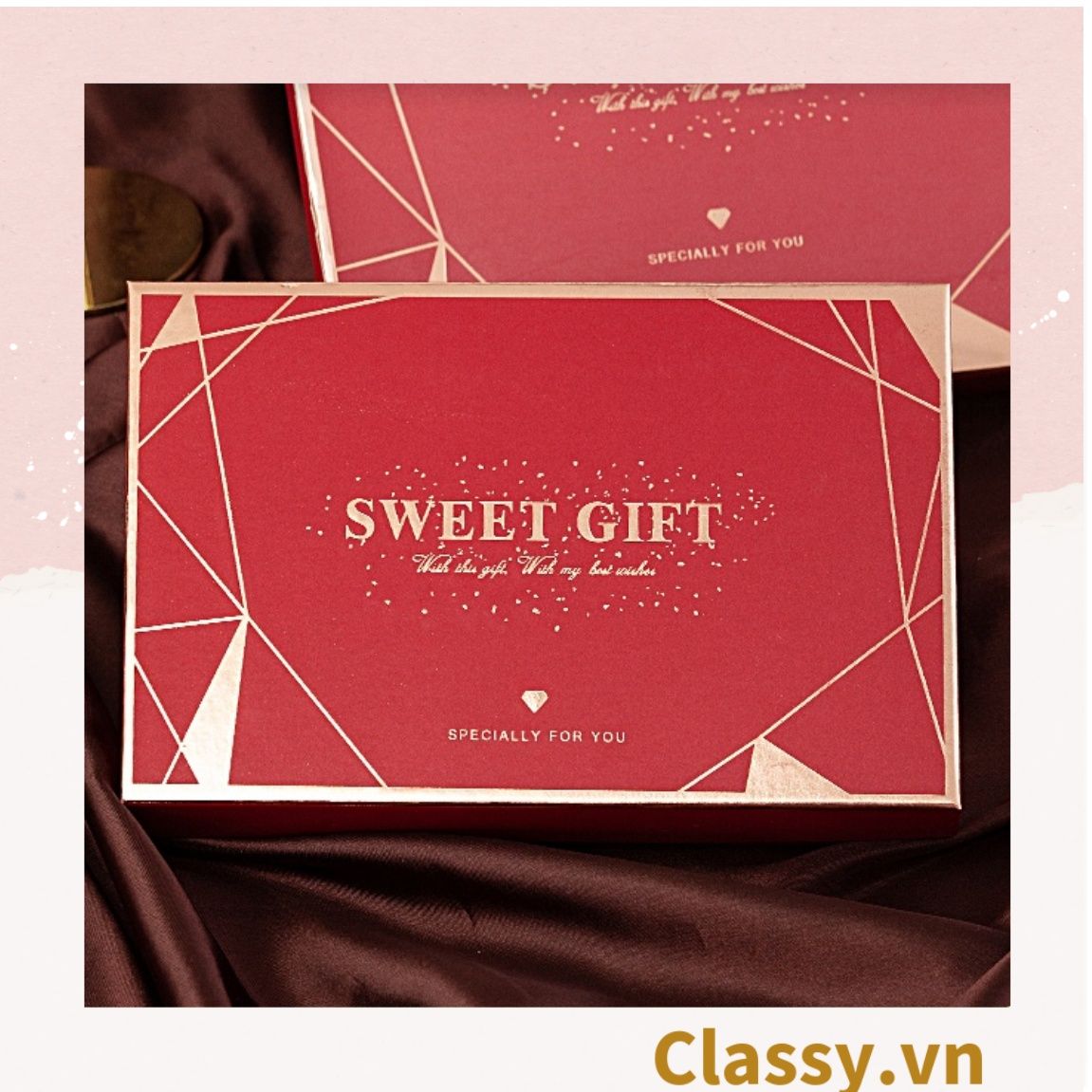  XÉ LẺ Bộ túi giấy +Hộp quà 26 * 16 * 5,5cm đựng quà, In chữ Sweet Gift phong cách châu Âu 