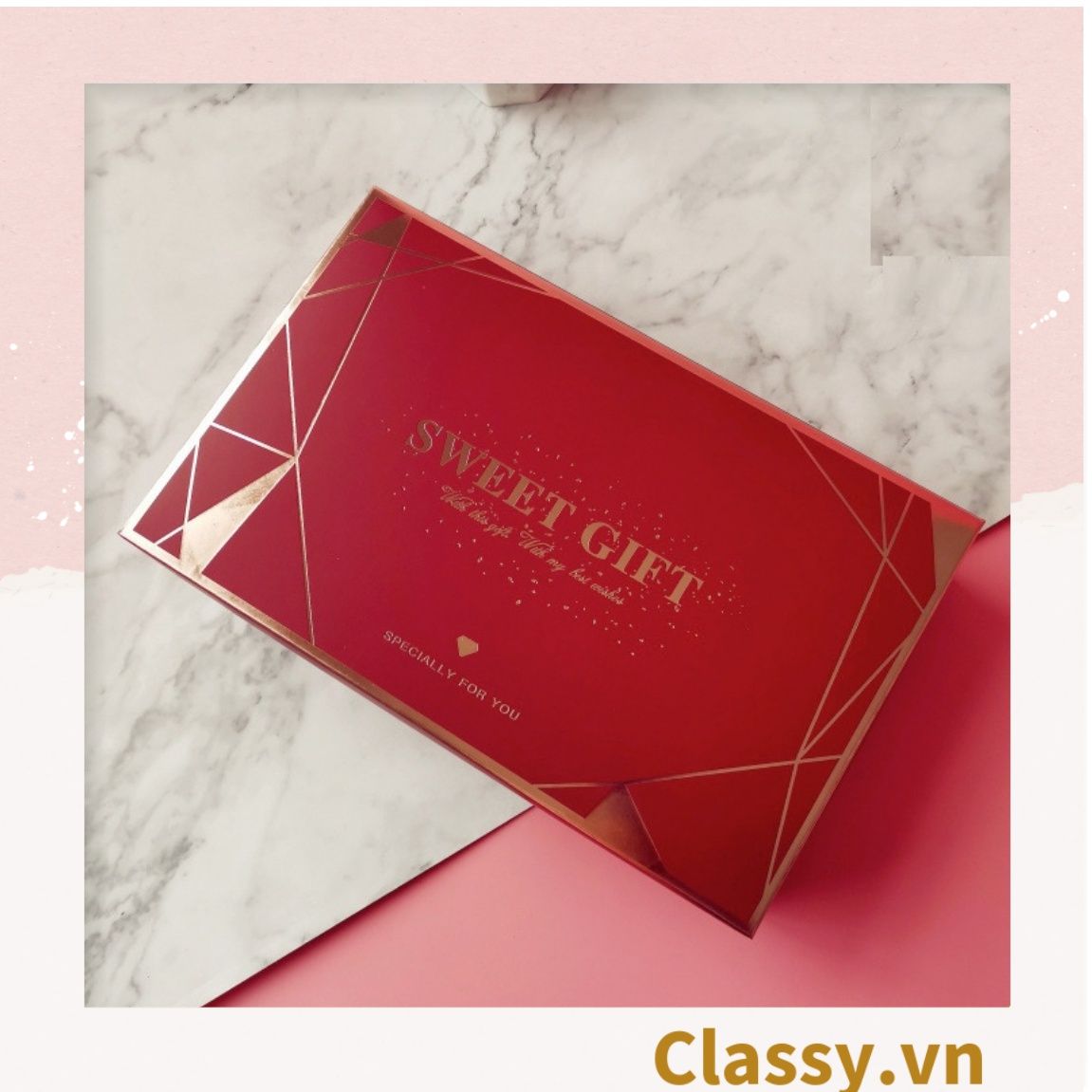  XÉ LẺ Bộ túi giấy +Hộp quà 26 * 16 * 5,5cm đựng quà, In chữ Sweet Gift phong cách châu Âu 