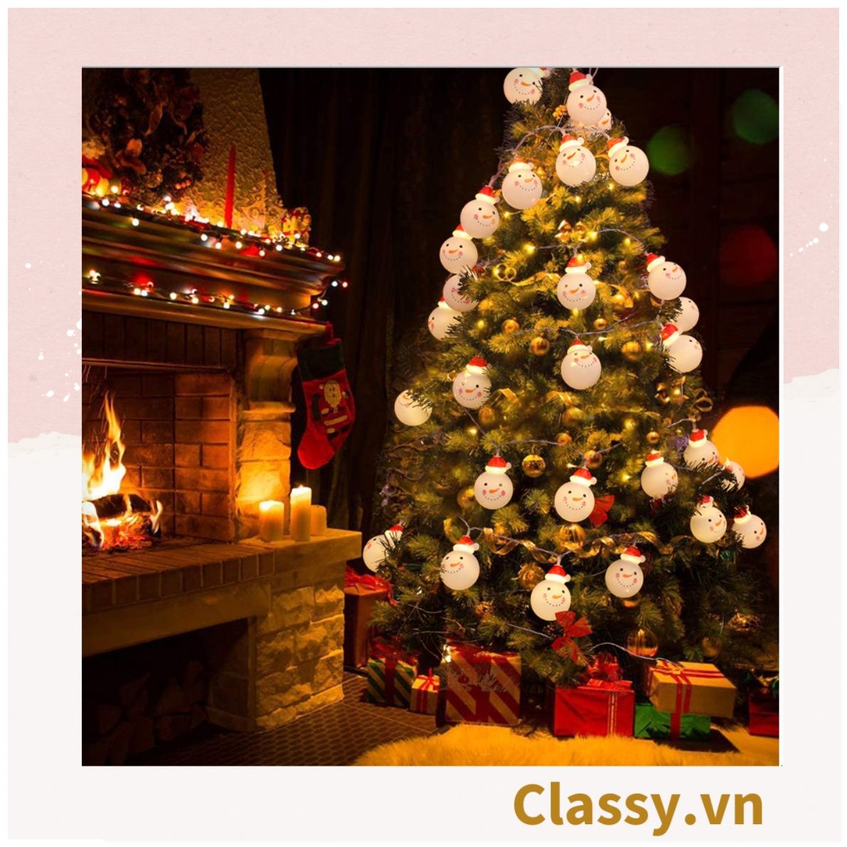  [GIAO HÀNG 7-25 NGÀY] Đèn LED 20 bóng, dài 3 Mét hình ông già Noel trang trí phòng ngủ, tiệc tùng, đi cắm trại với ánh sáng lung linh ấm áp hộp pin USB dây đèn Giáng sinh Q417 