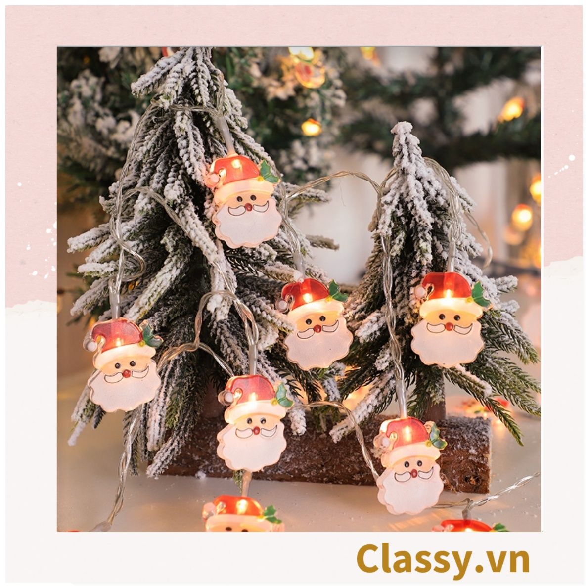  [GIAO HÀNG 7-25 NGÀY] Đèn LED 20 bóng, dài 3 Mét hình ông già Noel trang trí phòng ngủ, tiệc tùng, đi cắm trại với ánh sáng lung linh ấm áp hộp pin USB dây đèn Giáng sinh Q417 