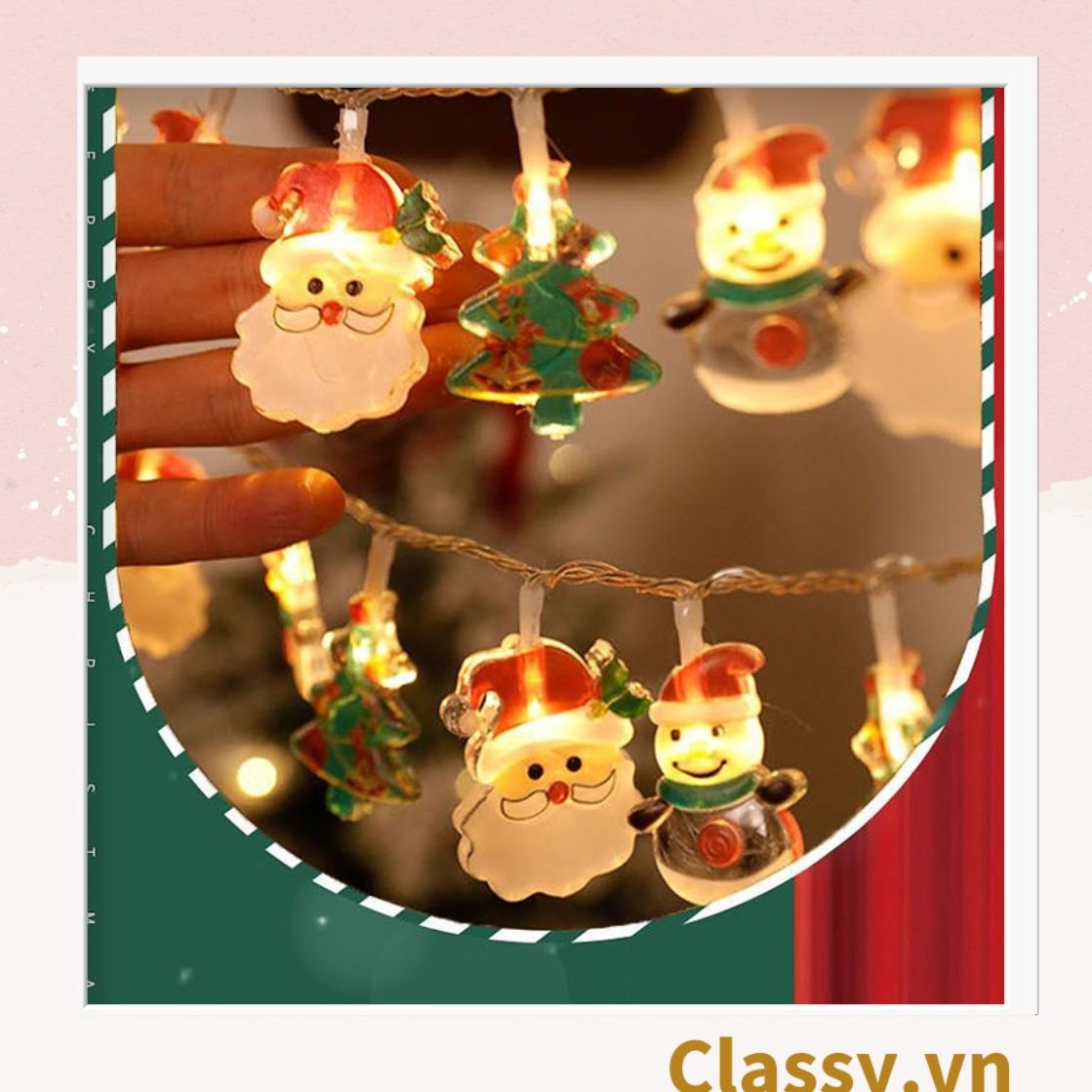 [GIAO HÀNG 7-25 NGÀY] Đèn LED 20 bóng, dài 3 Mét hình ông già Noel trang trí phòng ngủ, tiệc tùng, đi cắm trại với ánh sáng lung linh ấm áp hộp pin USB dây đèn Giáng sinh Q417 