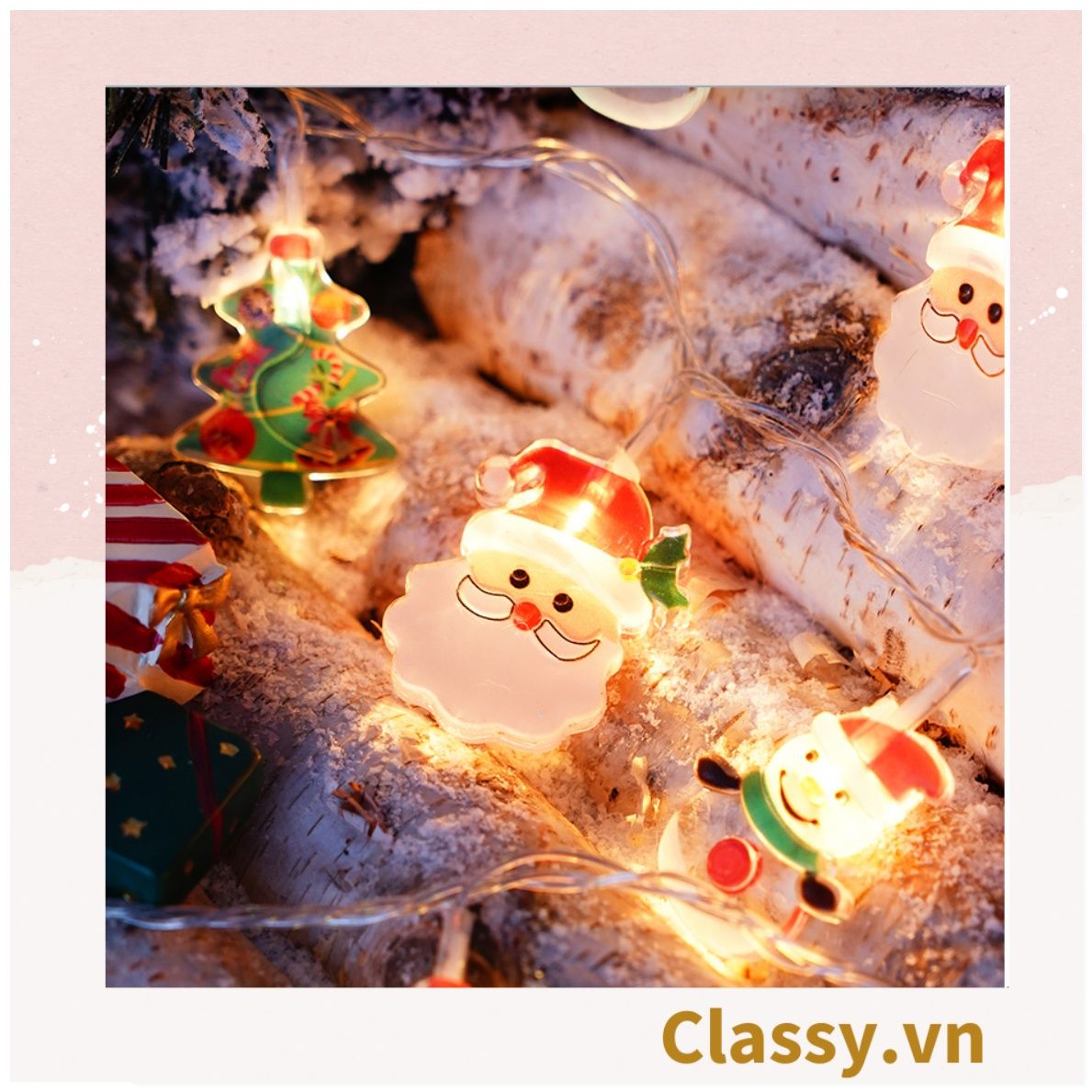  [GIAO HÀNG 7-25 NGÀY] Đèn LED 20 bóng, dài 3 Mét hình ông già Noel trang trí phòng ngủ, tiệc tùng, đi cắm trại với ánh sáng lung linh ấm áp hộp pin USB dây đèn Giáng sinh Q417 