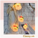  [GIAO HÀNG 7-25 NGÀY] Đèn LED 20 bóng, dài 3 Mét hình ông già Noel trang trí phòng ngủ, tiệc tùng, đi cắm trại với ánh sáng lung linh ấm áp hộp pin USB dây đèn Giáng sinh Q417 